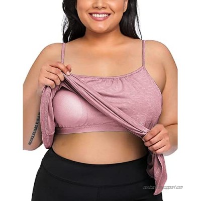 Lafaris Plus Size Workout Tank Tops with Built in Bra Camisole for Women M-4XL