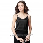 Miqieer Basic 3 Pack Women's Silk Tank Top Ladies V-Neck Camisole Silky Loose Sleeveless Blouse Tank Shirt with Soft Satin