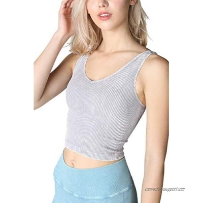 NIKIBIKI Women Seamless Vintage V-Neck Ribbed Crop Top  Made in U.S.A  One Size