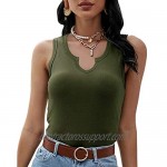 Womens Ribbed Knit Tank Tops Casual Sleeveless Cami Tops V Neck Fitted Shirts Blouse