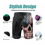 American Flag Patriot Skull Men's Summer Swim Trunks Quick Dry Board Shorts with Mesh Lining