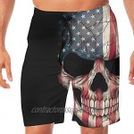 American Flag Patriot Skull Men's Summer Swim Trunks Quick Dry Board Shorts with Mesh Lining