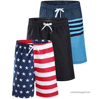 Liberty Imports Pack of 3 Men's Quick Dry 9" Swim Trunks Surfing Board Shorts with Mesh Lining and Pockets Summer Beach