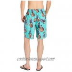 Loveternal Casual Mens Swim Trunks Quick Dry Printed Beach Shorts Summer Boardshorts with Mesh Lining