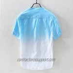 Men's Summer Shirts Fashion Hippie Short Sleeve Button Down Shirts Casual Loose Gradient Color Print Beach Tops