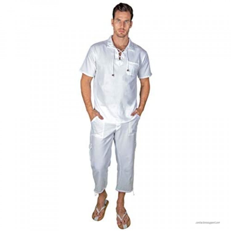 Seaspice Resort GZ1003 - White Cotton Drawstring Pocket Shirt