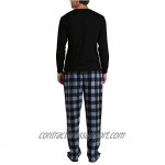 SLEEPHERO Mens 4 Piece Long Sleeve Shirt with Fleece Bottom and Adjustable Slipper House Shoes