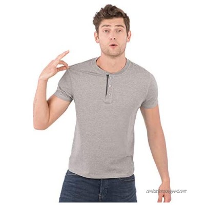 SOIZZI Fashion Men Classic Henley  Slim Fit T Shirt  Organic Cotton  Short Sleeve  Basic and Casual Design Tee