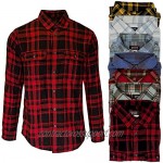 Andrew Scott Men's Button Down Regular Fit Long Sleeve Plaid Flannel Casual Shirts -Pack of 3