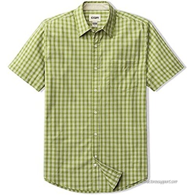 CQR Men's Regular Fit Short Sleeve Shirts  100% Cotton Button-Up Casual Poplin Shirt