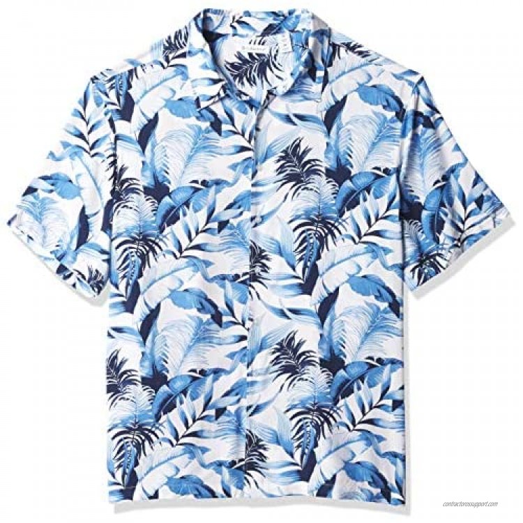 Cubavera Men's Big & Tall Short Sleeve 100% Viscose Tropical Print Bg Shirt