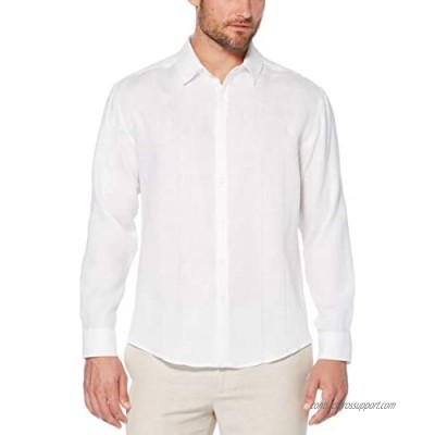 Cubavera Men's Long Sleeve 100% Linen Essential Shirt with Eyelet Detail
