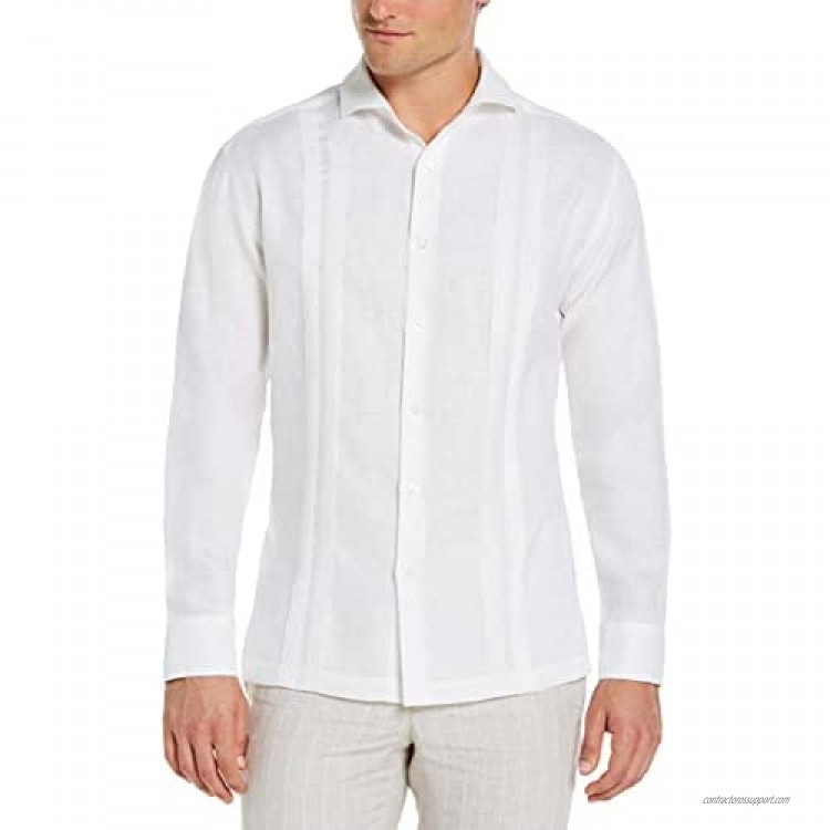 Cubavera Men's Long Sleeve Linen Multi Tuck Guayabera Shirt
