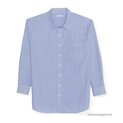  Essentials Men's Big & Tall Long-Sleeve Stripe Casual Poplin Shirt fit by DXL