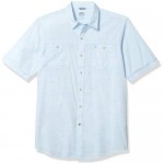 IZOD Men's Saltwater Dockside Chambray Short Sleeve Button Down Solid Shirt