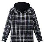 WenVen Men's Thicken Plaid Flannel Quilted Shirts Jacket with Removable Hood