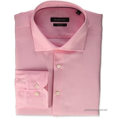 Bugatchi Men's Fitted Tonal Jacquard Spread Collar Dress Shirt