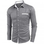 COOFANDY Men's Slim Fit Cotton Dress Shirt Wrinkle Free Polka Dots Button Down Collar Shirt
