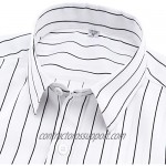 ERZTIAY Men's Casual Business Vertical Striped Button Down Short Sleeve Dress Shirts