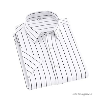 ERZTIAY Men's Casual Business Vertical Striped Button Down Short Sleeve Dress Shirts