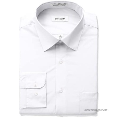 Pierre Cardin Men's Classic Fit Solid Broadcloth Semi Spread Collar Shirt