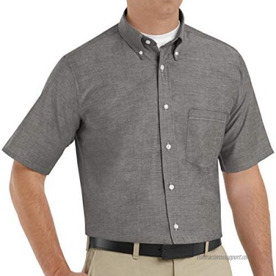 Red Kap Men's Executive Oxford DreShort Sleeve Shirt  Solid Grey  Short Sleeve inch neck