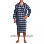 Ashford & Brooks Mens Flannel Plaid Long Sleep Shirt Henley Nightshirt