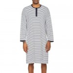 Ekouaer Men's Night Sleep Shirts Comfy Long Sleeve Mid-Length Nightgown Loose Striped Nightshirts S-XXL