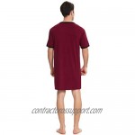 Enjoyoself Men's Nightshirt Short Sleeve Nightgown Henley Kaftan Night Sleep Shirt Comfy Nightwear with Pocket
