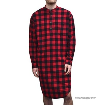 Lee Valley Men's Genuine Irish Cotton Flannel Nightshirt (Medium  LV9 Red Black Check)