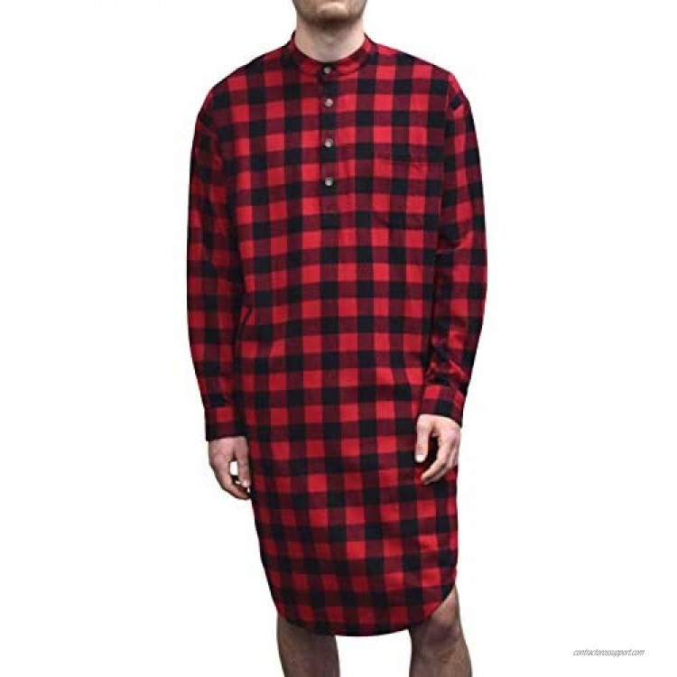 Lee Valley Men's Genuine Irish Cotton Flannel Nightshirt (Medium LV9 Red Black Check)