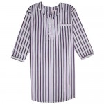 Men's Nightshirt Gown Back Snap Long Sleeve Light Weight Cotton Poly Size M/3XL