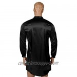 TSSOE Men's Nightshirt Nightwear Satin Silk Sleep Shirt Button Down Long Sleeve Lounge Sleepwear