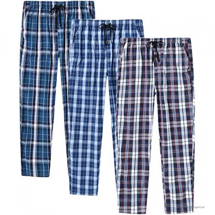 AjezMax Men's Pajama Bottoms Cotton Plaid Lounge Pants Long Sleepwear Pack
