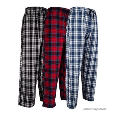Andrew Scott Men's 3 Pack Cotton Flannel Fleece Brush Pajama Sleep & Lounge Pants