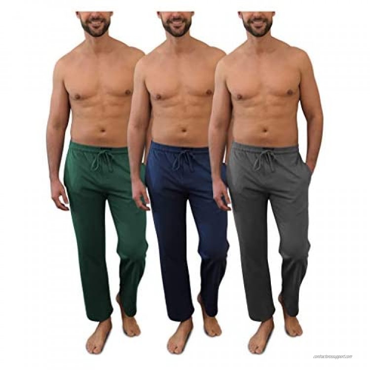 Andrew Scott Men's Pack of 3 Soft & Light 100% Cotton Drawstring Yoga Lounge & Sleep Pant