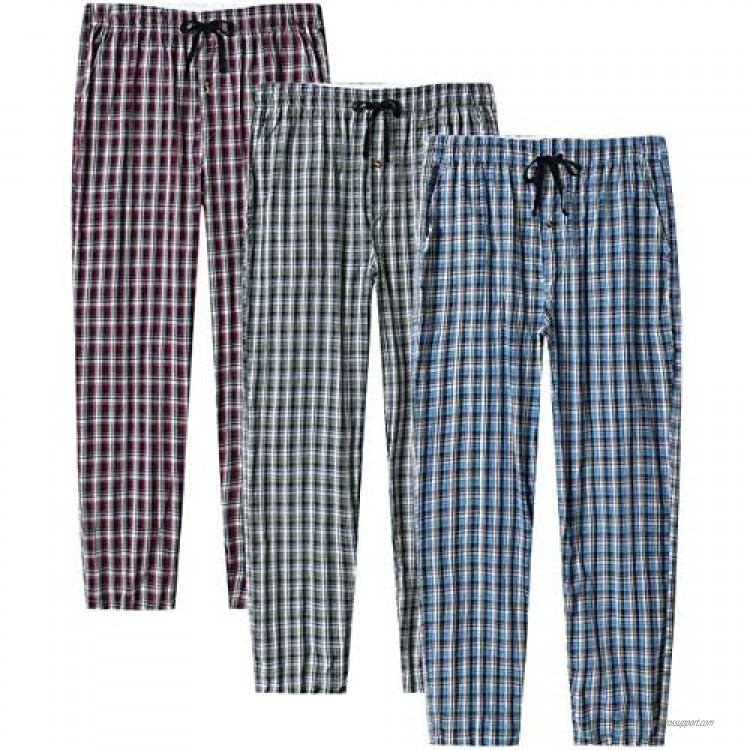 JINSHI Men’s Pajama Pants Cotton Pajama Bottoms Plaid Lounge Pants with Pockets