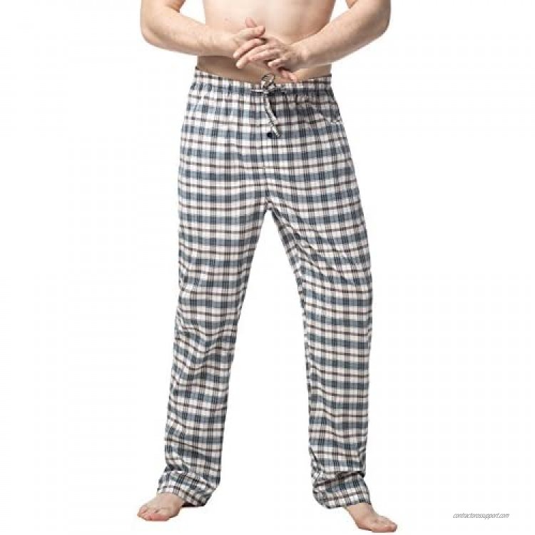 LAPASA Men's 100% Cotton Woven Pajama Lounge Sleep Pants Plaid PJ Bottoms with Drawstring M38