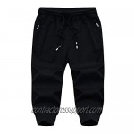 MAGNIVIT Men's 3/4 Jogger Capri Pants Workout Gym Below Knee Shorts Zipper Pockets