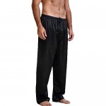 Men's Satin Pajama Pants Sleep Soft Long Classic Pajama Bottoms Solid Lounging Pants