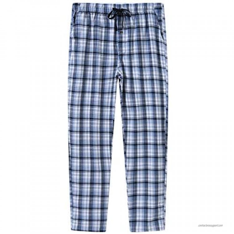 MoFiz Men's Pajama Bottom Pants Classic Cotton Plaid Pants Cozy Pajama Pants Drawstring Button Fly