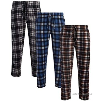 Ten West Apparel Men’s Pajama Bottoms - Flannel Plaid Fleece Sleepwear Sweatpants (3 Pack)
