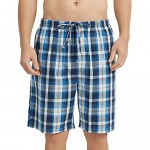 Vulcanodon Men's Cotton Woven Pajama Shorts Soft Lounge Pajama Shorts with Big Pockets for Men Plaid Pj Bottoms
