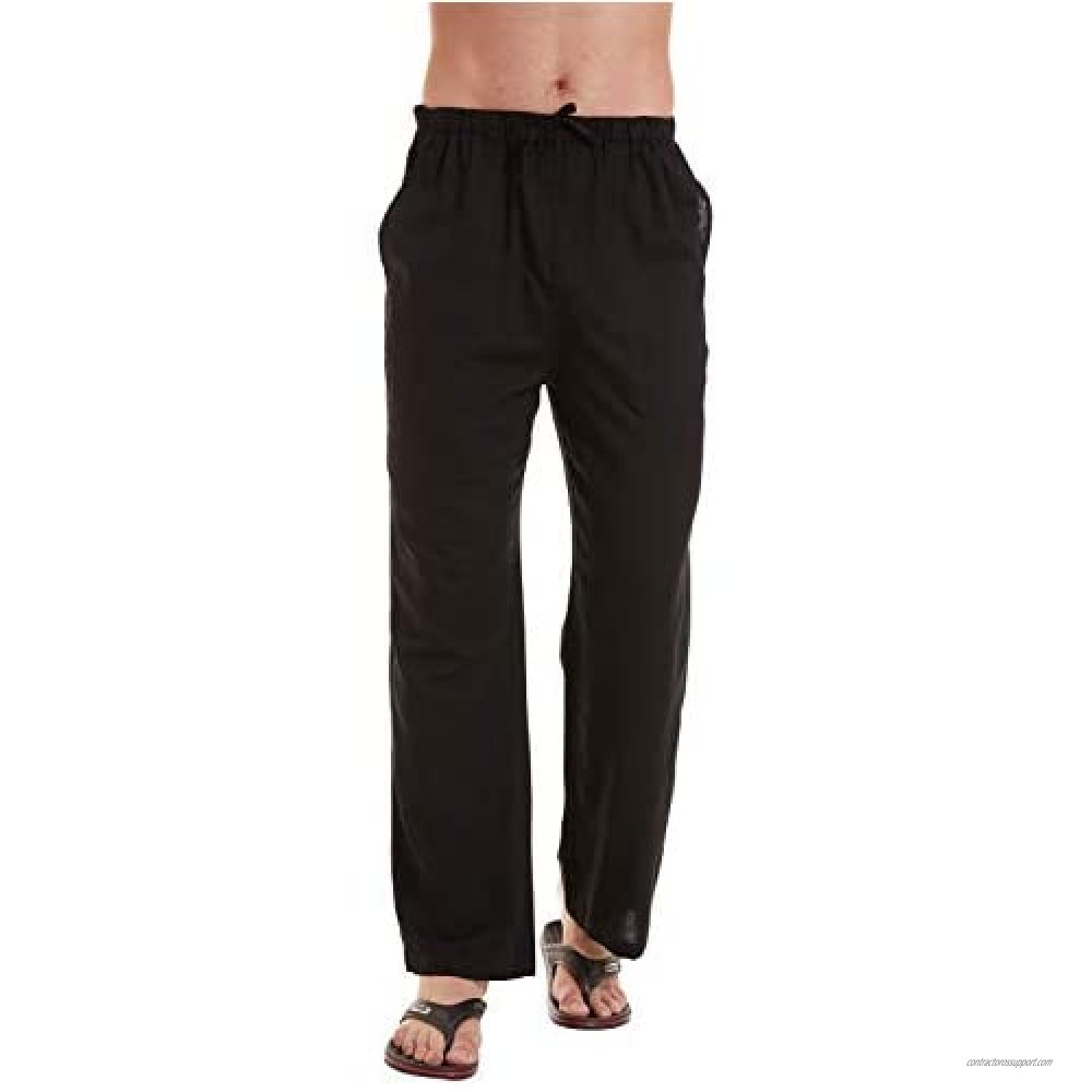 Daupanzees Mens Linen Cotton Joggers Loose Lightweight Slacks Beach Fashion Casual Yoga Pants 