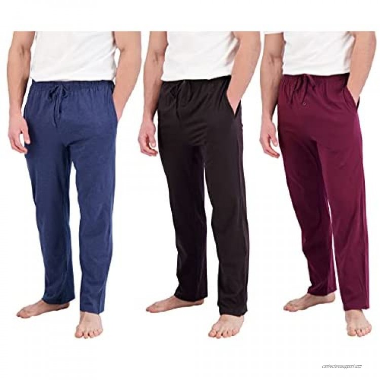 3 Pack: Mens Pajama Pants - Mens Knit Cotton Flannel Plaid Lounge Bottoms S-3XL
