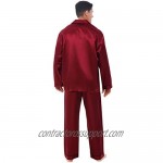 Alexander Del Rossa Men's Button Down Satin Pajama Set with Sleep Mask Long Silky Pjs