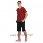 COLORFULLEAF Mens Pajama Shorts Set 100% Cotton Sleepwear Short Sleeve Button Down Pj Set Loungewear