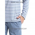 DAVID ARCHY Men's Cotton PJs Heather Striped Sleepwear Lounge Wear Top & Bottom Pajama Set