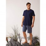 David Archy Men's Cotton Short Henley Sleepwear Pajamas Soft Comfortable Classic Button-Down Woven Summer Set