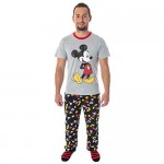 Disney Mickey Mouse Men's 3 Piece Pajama Set - Fleece Pajama Pants Shirt And Cozy Socks